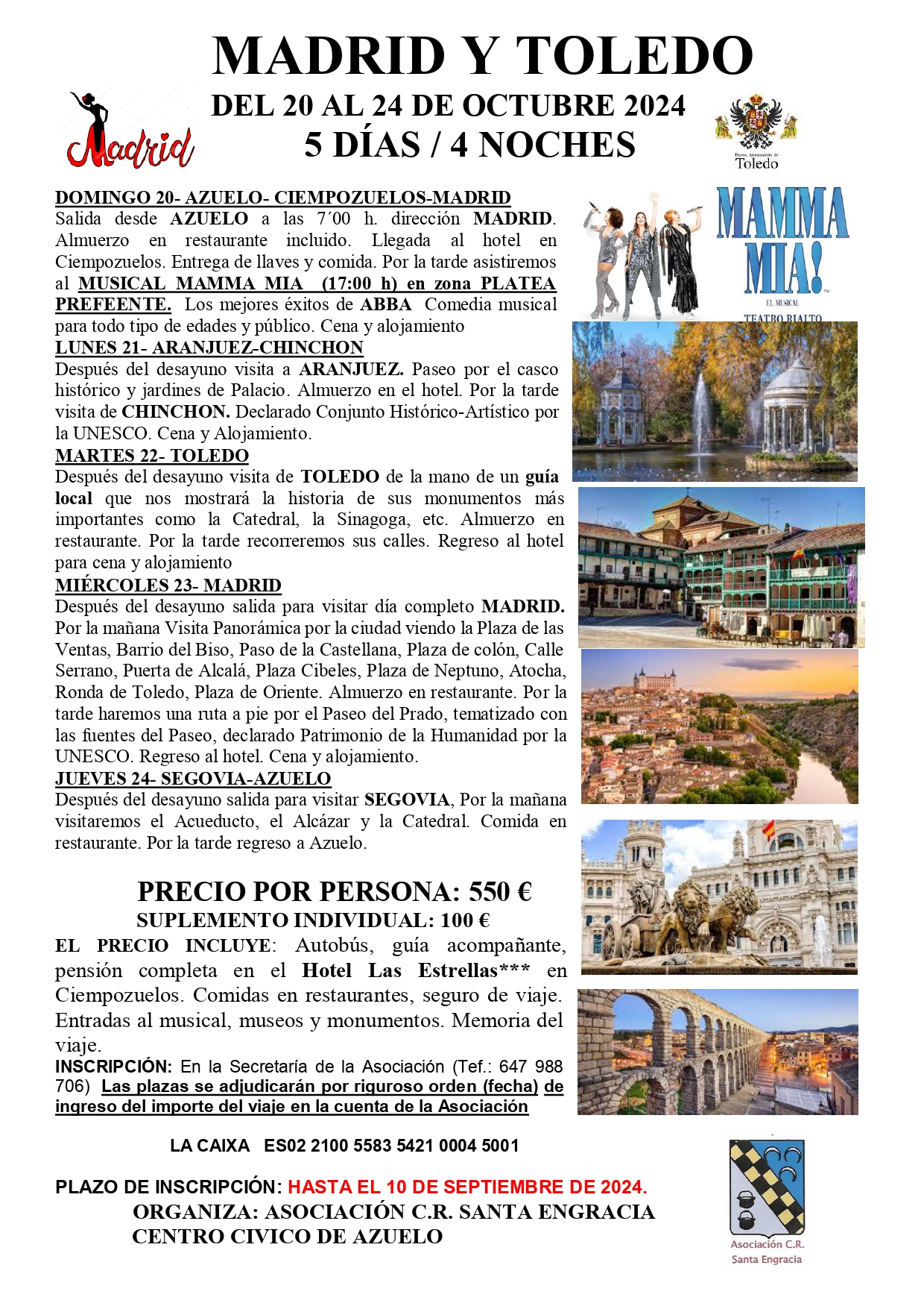 EXCURSION A “MADRID, TOLEDO Y SEGOVIA”