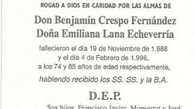 Benjamín Crespo Fernández Emiliana Lana Echeverría