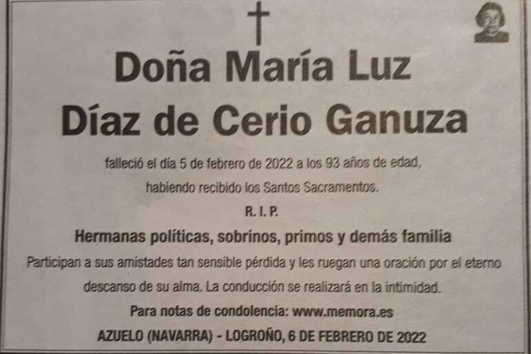 MARIA LUZ DIAZ DE CERIO GANUZA